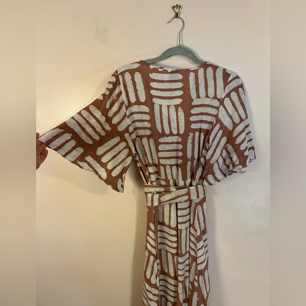 Osei Duro Tan and White Maxi Wrap Dress - Picture 4 of 4